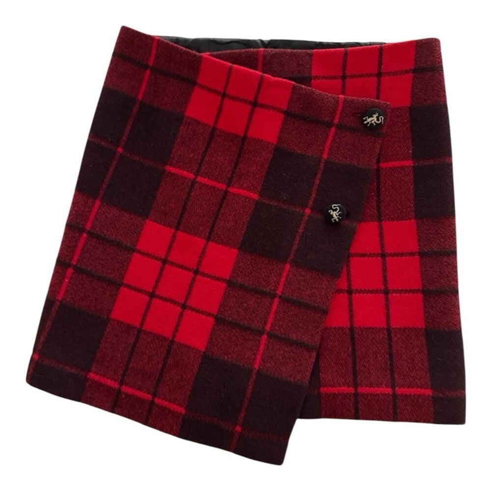 Agnès b Vintage  Tartan Plaid Wool Asymmetrical Kilt Fr 34 w/ RealReal Tag